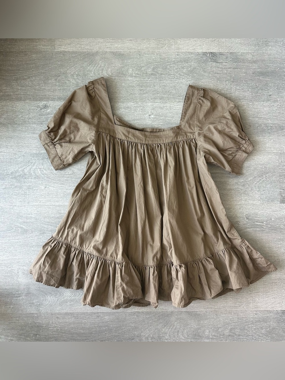 Old Navy Whimsigoth Earthy Brown Cotton Puff Sleeve Babydoll Top